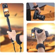 可调节黑色尼龙相机腕带，带 1/4 英寸螺丝 - 兼容 Insta360、GoPro、尼康、佳能、奥林巴斯单反相机和智能手机云台，相机配件 | 可调节腕带 | 相机腕带 - 黑色 - 查看 6