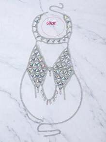 Último collar de cadena para el pecho hecho a mano con cristales de acrílico, joyería de cadena para el Body de moda para mujer