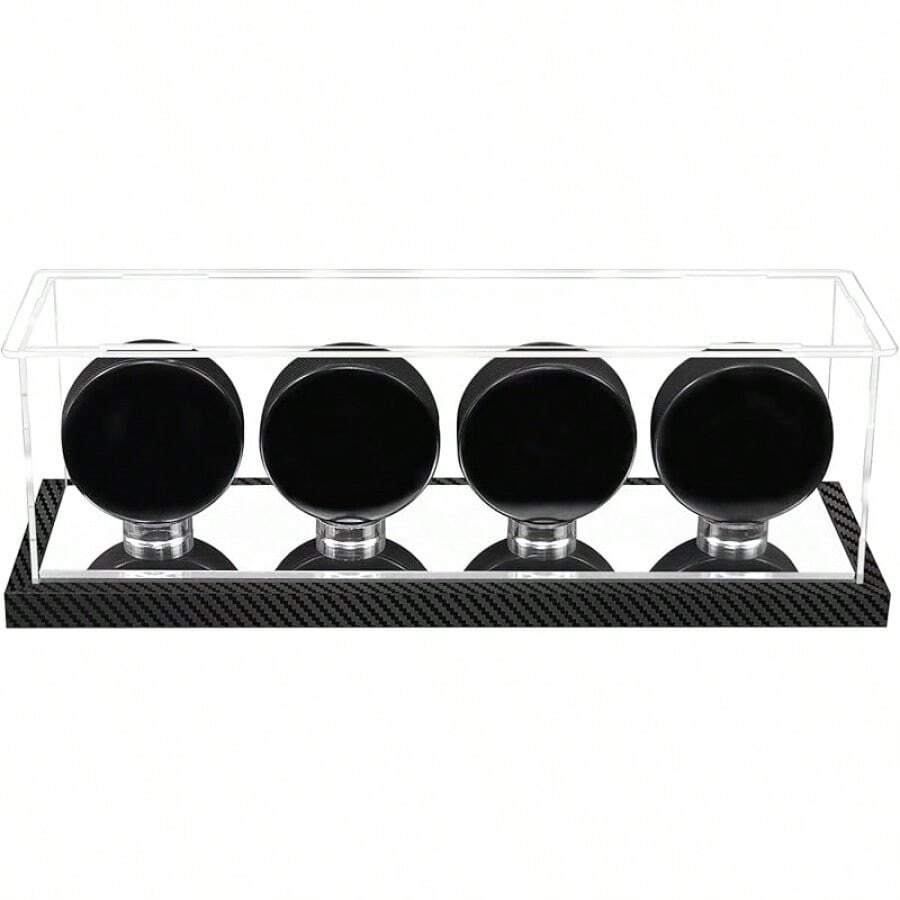 Hat Display Acrylic Baseball Cap Holder Stand Transparent Hat Storage Box Dustproof Square Cabinet With Carbon Fiber Skin Base And Removable Mirror Base2025 - 冰球展示櫃 - 查看 1