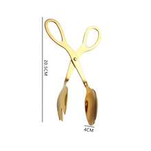 Stainless Steel Salad Tongs, Extra Thick Food Serving Clip, Buffet Restaurant Bread Tongs - Gold - View 8