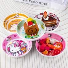 Sanrio (Authorized) Sanrio 1pc Sanrio Cartoon Multi Functional Dining Table Bone Slag Plate Cute Home Plate Round Cake Snack Plate Small Vegetable Plate Canteen Bone Slag Plate, Suitable For Various Scenarios, Very High Beauty Plate, Suitable For Various Festival Gifts And Party Gifts,School Supplies