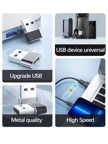 1 个铝合金高光 Type-C 转 USB 适配器，兼容智能手机、电脑、车载充电器、PD 数据线、USB 集线器、快速充电适配器 - 彩色 - 查看 8