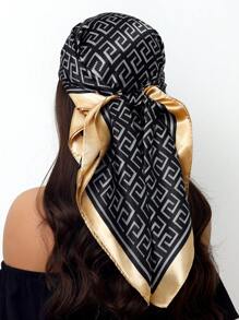 1 peça de cachecol moderno para todas as estações, cachecol quadrado estampado para mulheres, bandana feminina para uso diário, novo lenço de cabeça com proteção solar