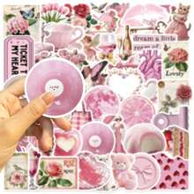 50PCS Pink Stickers Aesthetic Coquette Stickers Pink Stickers Kawaii Stickers Stickers Art Stickers Graffiti Stickers Pop Culture Stickers For Laptop Skateboard Journal Notebooks Phone Cup Guitar Luggage Computer Fridge Desk