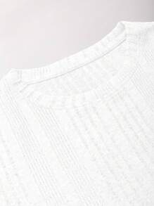 Mature Casual Elegant Ribbed Texture Fashionable Fitted Soft Touch Short Sleeve T-Shirt
