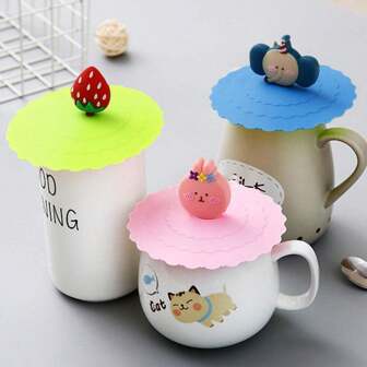 Ensemble de couvercles de boisson en silicone rose et vert, couvercles amusants et originaux en forme d'animaux, scellés hermétiques et anti-déversement pour tasses, gardant les boissons chaudes ou froides plus longtemps, idéaux pour la maison, le bureau et la cuisine