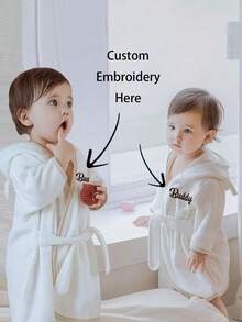 1pc Customizable Children's Bathrobe | Embroiderable Kids Hooded Bathrobe, Super Soft And Absorbent, Unisex, Suitable For All Seasons, For Home & Outdoor Use,Kids,Urban Gala,Modern,Colorful,Cute - Multicolor - View 2