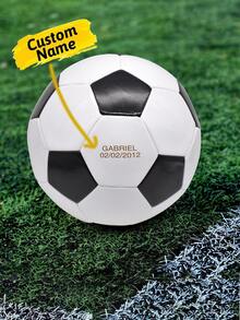 1pc Custom Engraved No.5 Soccer Ball, Personalized With Your Name Or Text, Classic Soccer Ball Training Competition Balls For Home Decor, Christmas, Birthdays, House Warming Gift, Unique Football Gifts - White - View 1