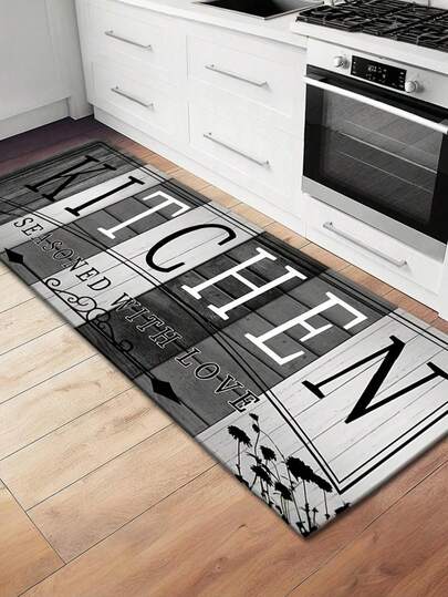 1pc Long Crystal Velvet Kitchen/Hallway/Laundry Room/Living Room Decorative Mat, Machine Washable