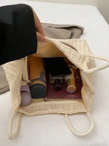 2025新款夏季草编托特包大容量编织单肩包高品质小众托特包