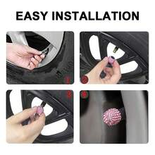 Conjunto de 4 Peças de Acessórios de Carro com Diamantes, Volante de Carro com Diamantes, Suporte de Telefone com Diamantes, Conjunto de Acessórios Internos de Válvula de Corrida com Diamantes, Conjunto de Acessórios de Carro Cintilantes com Diamantes