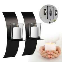 Futchoy Portavelas de pared - Negro - Ver 1
