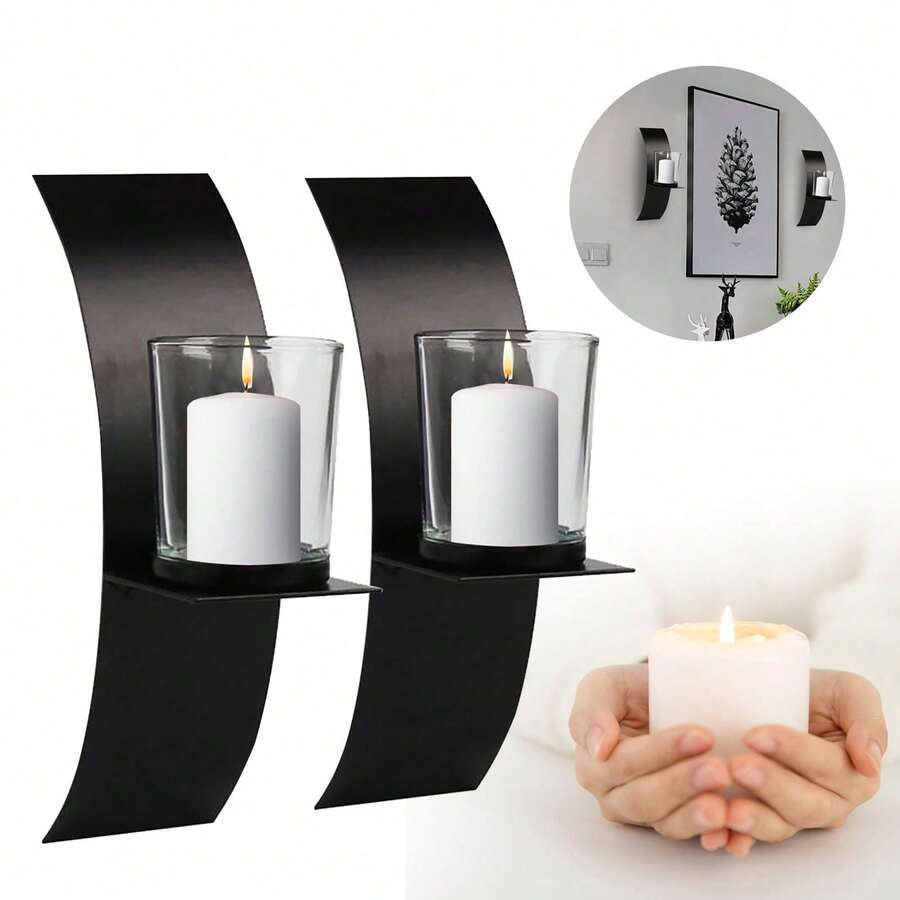 Futchoy Portavelas de pared - Negro - Ver 1