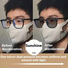 1pc Premium Color-Changing Black Frame Glasses , Transition From Black To Grey To Brown, Stylish Fashion Glasses Suitable For Sun Protection, Office, Computer Use, No-Makeup Face Wear For Summer Beach Vacation,Outdoor,Travel