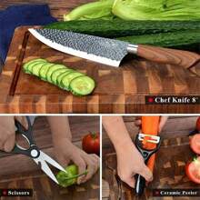 Stainless Steel Kitchen Knives Set Tools Forged Kitchen Knife Scissors Ceramic Peeler Chef Slicer Nakiri Paring Knife Gift Case