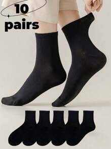 5/10 Pairs Of Women's Crew Socks, Professional Sports Mid-Calf Socks, Sports Socks, White Socks, Black Socks, Plain Socks, Socks For Running, Socks For Couples, Summer Socks