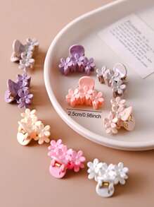 30pcs Muted Color Floral Hair Clips, Elegant & Cute Daily Versatile Hair Accessories For Women, Ponytail Holder