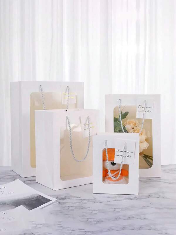 1/12 pièces Sacs-cadeaux semi-transparents pour fête, disponibles en noir, rose, rouge et blanc. Petit sac de shopping commercial, sac-cadeau pour fête, mariage et anniversaire. Sac fourre-tout Saint-Valentin fait main
