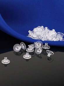 10/20/30pcs Comfort Impenetrable Soft Safety Earring Backs Earrings Pin Backs, Soft Clear Earring Backs Replacement For DIY Jewelry Making Accessories,Silicone Transparent Cylinder Ear Studs Earring Accessories For Women Daily Wear