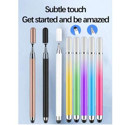 1入組雙頭圓形矽膠感應式觸控筆，適用於視頻編輯、繪圖、辦公、照片編輯、智能手機、平板電腦、IPad和筆記本電腦