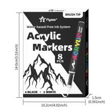 Marcador permanente de pintura acrílica negro y blanco, bolígrafo marcador de pintura acrílica para pintar piedras, madera, metal, piedra, cerámica, vidrio, grafiti, papel, pintura