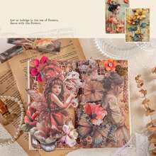 1 Booklet Of 30 Sheets Floral Dream Background Papers, Vintage Flowers, Butterflies, Garden, Figures, Scrapbooking, Decorations, Planner Background,School Supplies,Back To School