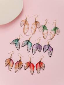 ROMWE Kawaii 1pair Realistic Zen Butterfly Wing Pattern Texture Earrings - Butterfly Wings - View 7
