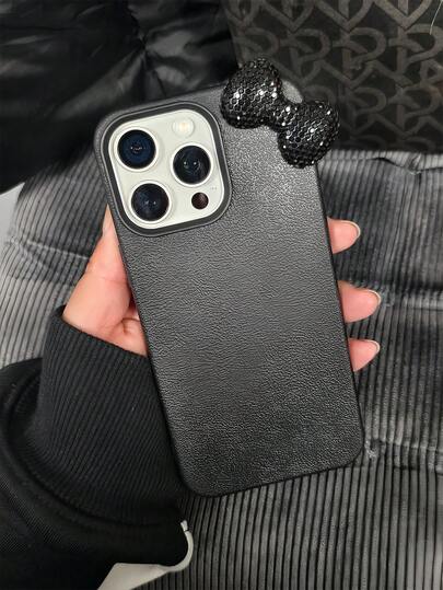 Bow-Knot 1pc 黑色个性化 TPU 防摔手机壳适用于 iPhoneApple 16、15、14、13、12、11 Pro Max 防水防震防刮