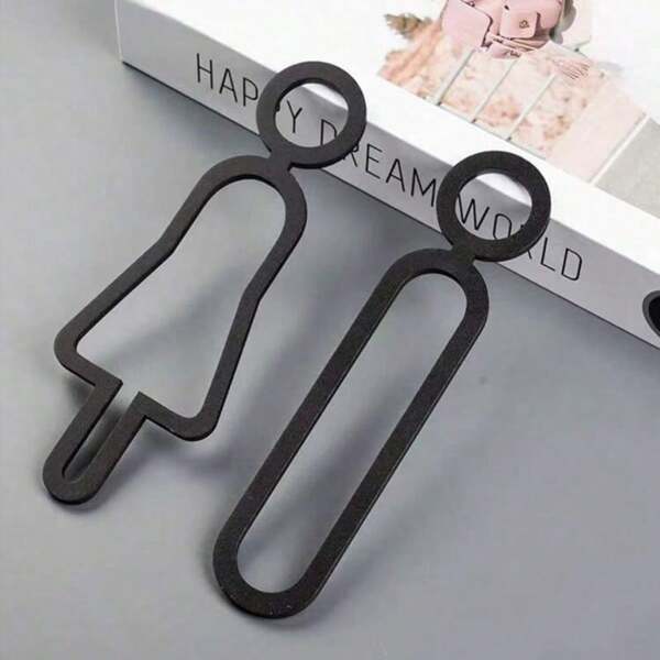 1pc Wooden Bathroom Sign, Upright Style Restroom Door Plate, Unisex Toilet Sign,