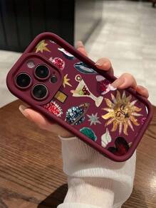 1 pieza Funda de teléfono con amortiguación, cristales de imitación y granate, integrada en TPU, anti-caída, compatible con Apple 16, 15, 14, 13, 12, 11 Pro Max y Series, resistente al agua, a los golpes y a los arañazos