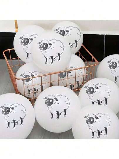 100/20pcs Sheep Print Latex Balloons Set, Happy Eid Al-Adha, Sheep Balloons, Round Latex Balloons, Party Decorations, Suitable For Islamic Holiday Parties, Eid Al-Adha Mubarak