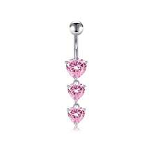 Aro para el ombligo de acero quirúrgico de 14G con forma de corazón rosa, piercing de ombligo lindo para mujeres - Multicolor - Ver 5