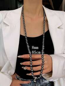 1 pieza Collar de perlas elegante y misterioso de alta gama de 8mm, adecuado para uso diario y eventos formales