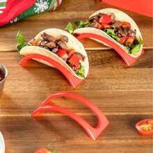 5 piezas Soporte de plástico rojo para tortillas, soporte mexicano para tacos, soporte de cocina creativo para panqueques, patatas fritas, tortas de maíz y tortillas, estilo restaurante