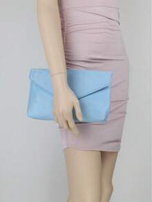 Girly Handbags Plain Faux Suede Envelope Clutch Bag