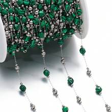 1meter Stainless Steel Chain With Stone Beads Charms Chain DIY Bracelet Necklace For Jewelry Making Supplies - Chain - View 9