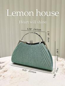 1pc Mint Green Sparkle Ruffle Elegant Evening Bag With Rhinestone Decor, Fashion Clutch For Wedding, Banquet, Party, Ladies Ideal Gift - Mint Green - View 3