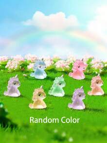 10/20pcs Luminous Mini Resin Unicorn Figurines, Glow In The Dark Tiny Unicorn Ornament For DIY Fairy Garden, Landscape, Aquarium, Birthday Party, Room Crafts Decor - Multicolor - View 8