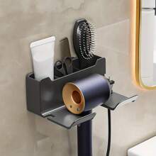 Wall Mount Hair Dryer Holder Rack, Bathroom Hairdryer Storage Organizer, No Drill Wall Mounted Hairdryer Stand Back To School