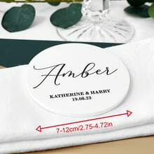 Personalisierte runde Acryl Hochzeitsparty Platzkarten - Luxus Hochzeitsdekoration Namenskarten, multifunktional, langanhaltend, dekorativ, wiederverwendbar, exquisit, modisch, hochwertig, farbig, modern, personalisiert, einzigartig, individuelle Hochzeitsdeko, Partyaufsatz, moderne Eleganz - Runde Hochzeitsetiketten - Übersicht 12