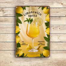 1pc Metal Lemon Alcohol Spray Wall Decor, Vintage Style Art Poster, 2D Wall Decoration, Ideal Gift, Retro Art Room Decor, Fits Bedroom, Kitchen, Game Room, Balcony, Garden, Porch, Bar, Restaurant, Cafe, Club, Gym, Bathroom, Lounge, Office, Garage, Random Hole Style