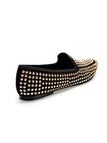 Women's Casual Slip-On Loafers, Covered With Metallic Punk-Style Studs, Breathable Fabric Upper, PU Lining And Insole, Soft Outsole, Comfortable And Durable, Square Toe, Suitable To Pair With Pants, Autumn/Winter New Arrival