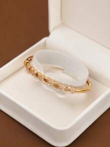 1/2/3 piezas Clásico de moda Siete flores adornan el brazalete de oro hueco para mujeres con diámetro de 60 mm que se puede abrir, apto para uso diario de las mujeres, sin incluir la caja