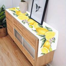 1pc/5pcs/7pcs, Home Decor, Summer Style Lemon Pattern Polyester Printed Table Runner With 6 Placemats - Polyester, Rectangle, Holiday Decorative Fabric Table Runner, Home Decor, Kitchen & Dining Table Decoration, Room Decor, Table Runner