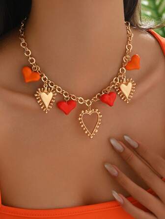 1 pieza Elegante collar con colgante de moda con múltiples corazones