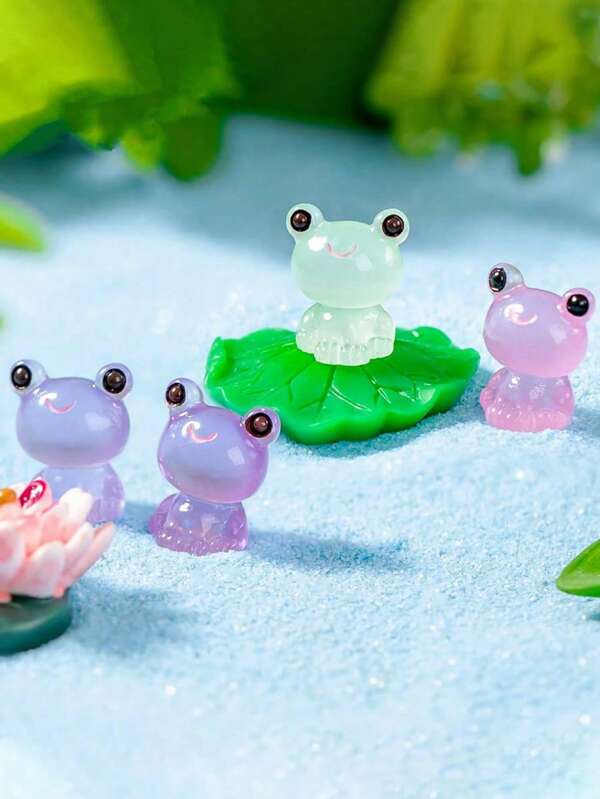 10/20/50/100pcs Mini Resin Luminous Little Frog Resin Miniature Garden Decoration Ornaments Craft Bonsai Household Goods Micro Landscape Animals Fairy Garden (Color Random)