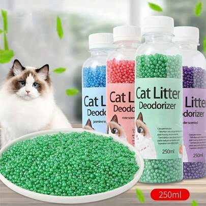 1 Stück Geruchsbeseitigende Katzenstreu Perlen, Geruchsbeseitigendes Katzenstreu Lufterfrischer, Flasche mit aktivkohle Geruchsbeseitigenden Partikeln, Katzenzubehör, Frischer Duft für Katzenhäuser, Begleittier Geruchsentferner, Geeignet für Katzen, Universal für andere Kleintiere