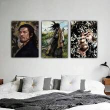 1/3 piezas Carteles de arte de pared de anime japonés vintage, manga Miyamoto Musashi Vagabond Bushido Warrior, impresiones de pintura de canvas, decoración del hogar, marco opcional