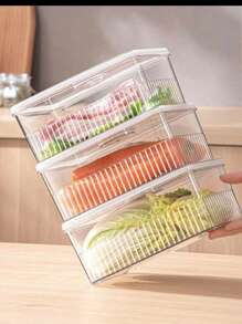 1 Stück rechteckige, luftdichte Kunststoffbehälter mit Deckel, Aufbewahrungsboxen, für Kühlschrank, Marktstände und Küche, Kühlschrankaufbewahrungsboxen, Kunststoff-Küchenlagerboxen, luftdichte transparente Frischhaltedosen, Kühlschrankaufbewahrungs-Organizer für Gemüse und Obst für Feiertage, Ramadan, Valentinstag