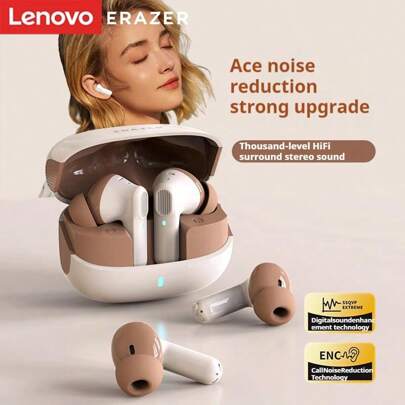 Lenovo Écouteurs Bluetooth Lenovo ERAZER ETR-A01PRO, qualité sonore Hi-Fi intra-auriculaire, faible latence ENC pour le jeu, la musique et la réduction de bruit avec microphone, autonomie ultra longue pour les écouteurs sans fil pour smartphones, tablettes, aviation, camions